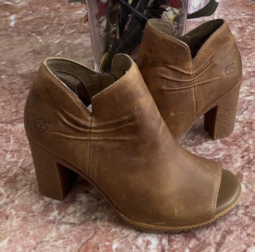 Stivaletti da donna Timberland Tillston punta aperta marrone chiaro in pelle taglia 8 5 $149