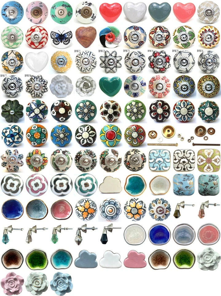 Shabby chic cupboard door knobs handles drawer pulls. Vintage ceramic knobs. - Image 1 of 1