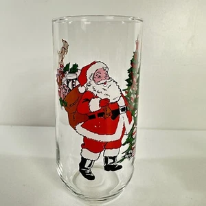 Milk Santa Claus Christmas Tree Reindeer Drinking Glass Vintage Luminarc 16 oz - Imagen 1 de 9