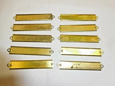 Antique ~ Salvage ~Ten brass name tags for card files ~  #3187 - Image 1 of 2