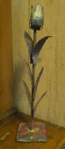 VINTAGE GEBRANNTES KUPFER EINZELNE TULPENBLUME/6 BLÄTTER ~ VOLKSKUNST ~ HANDGEFERTIGT ~ 12 1/2" - Bild 1 von 11