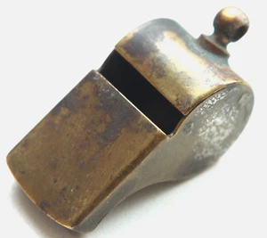 Vintage Brass Military Police Whistle Wooden Ball Coaches Whistle - Picture 1 of 5