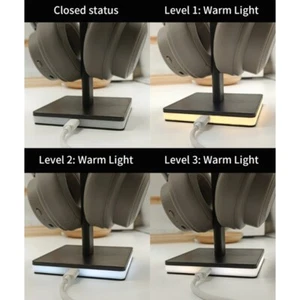 Headphone Organizers Display Holder Modern Aluminum Base 3Lighting Mode AntiSlip - Photo 1/8