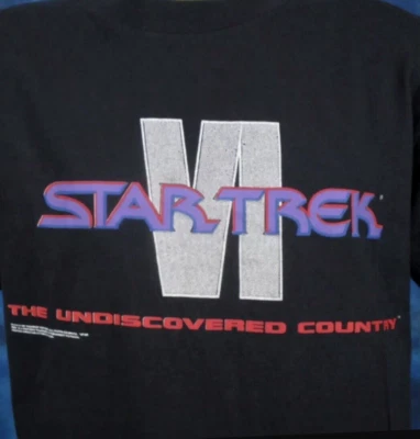 vintage 1991 STAR TREK VI UNDISCOVERED COUNTRY MOVIE T-Shirt M/L sci fi 90s - Image 1 of 4