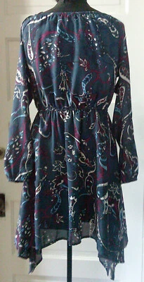 CHARLOTTE RUSSE Borgoña Paisley Pullover Blusa Vestido Sedoso S Foto 1 de 4