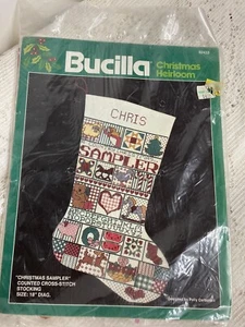 Bucilla Christmas Heirloom Stocking “Christmas Sampler” Cross Stitch Kit #82433 - Picture 1 of 2