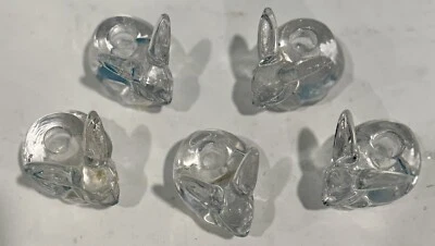 5 Candelabros Cónicos Pequeños De Colección Conejito Biedermann Vidrio Transparente Pascua Foto 1 de 4