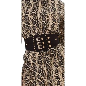Women's Stretch Waist Belt in Suede Imitation Black #AC1244 - Picture 1 of 6