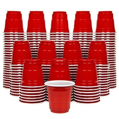 GoPong 2oz Plastic Shot Cups - Pack of 200 Disposable Mini Party Red