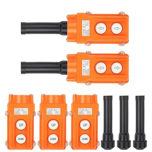 5Pcs COB61-Up-Down Crane Push Button Switch Orange Pendant Control Station Rubbe Foto 1 de 4