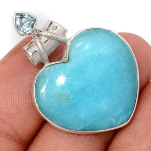Heart - Smithsonite & Blue Topaz 925 Sterling Silver Pendants Jewelry CP75262 - Picture 1 of 1