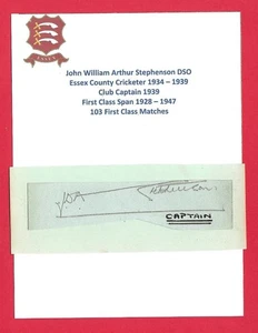 JOHN STEPHENSON ESSEX CCC CRICKETER 1934-39 WORCES CCC ORIGINAL AUTOGRAPHED CARD - Picture 1 of 2
