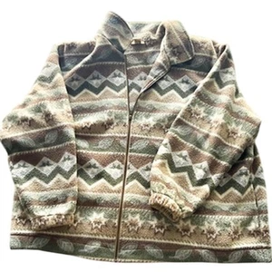 TEDDI Women's 2X Full Metal Zip Fleece Aztec Western Jacket Side Pockets Vintage - Picture 1 of 11
