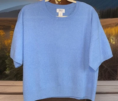 Suéter de lujo de cachemir 100 % 2 capas de manga corta Wilt para mujer nuevo con etiquetas, talla L Foto 1 de 4