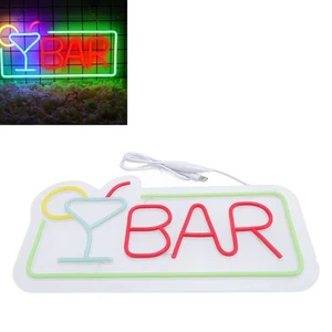 LED Neon Sign Red BAR Letter Soft Illumination USB Powered Wall Sign For Cafe - Picture 1 of 21