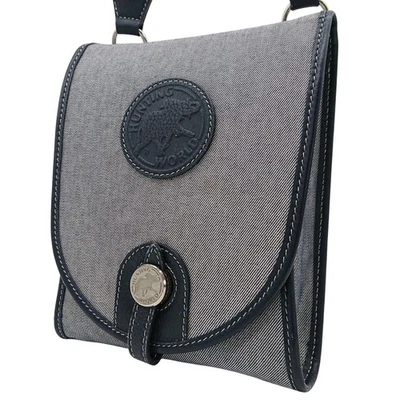 Bolso de Hombro Hunting World Sacoche Azul Lona Cuero Nylon Foto 1 de 4