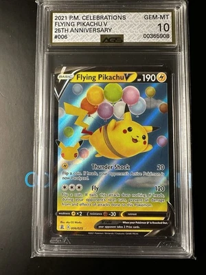 2021 POKEMON CELEBRATIONS #006 FLYING PIKACHU V AGS 10 GEM-MT   - Image 1 of 2