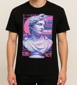 Vaporwave Apollo Bust T-Shirt Greek Statue Retro Glitch Aesthetic Tee - Picture 1 of 2