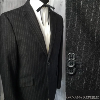 Banana Republic Men's Tweed Blazer 40S Charcoal Chalk Stripe Sports Coat Jacket - Image 1 of 4