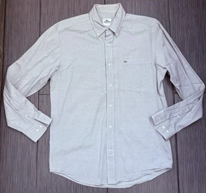 Lacoste Herren Hemd Regular Fit hellgrau Button-Down Größe 40 Large klassisch - Bild 1 von 6