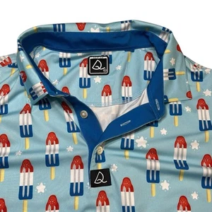 Deolax Golf Polo Shirt Mens 2XL Popsicle Blue  All Over Print Performance - Picture 1 of 7