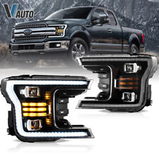 VLAND Full LED Headlights For 2018 2019 2020 Ford F-150 F150 Black Look A Pair