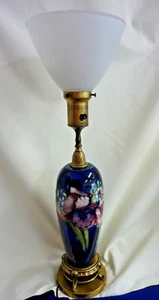 MOORCROFT COBALT BLUE " ORCHID " TORCH LAMP 1950'S BRASS BASE MSL C 4929 - Picture 1 of 24