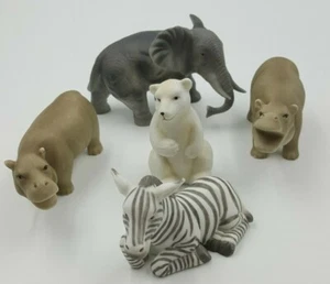 Ceramic Animals Zoo Hippo Elephant Zebra Polar Bear - Picture 1 of 5