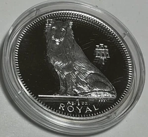 1995 GIBRALTAR PROOF COLLIE 1 TROY OUNCE .999 SILVER CROWN - Picture 1 of 4