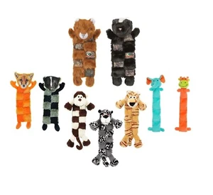 Dog Toys Squeaker Mat Plush Animal Themed Soft Stuffed Tug Play Toss Cuddle Fun - Picture 1 of 166