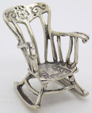 Vintage Italian Handmade Genuine Silver Rocking Chair Figurine Miniature