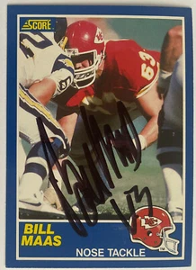Bill Maas 1989 Score Signed Card - Kansas City Chiefs NFL IP Auto - Picture 1 of 2