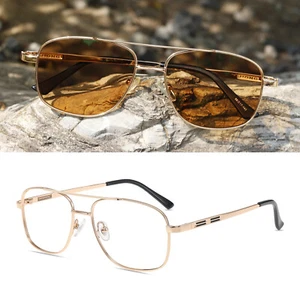 Classei Metal Full Rim Photochromic Brown Reading Glasses Sunglasses Readers - Picture 1 of 24