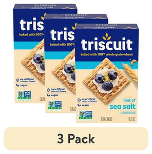 (3 pack) Triscuit Hint of Sea Salt Whole Grain Wheat Crackers, 8.5 oz - Picture 1 of 22