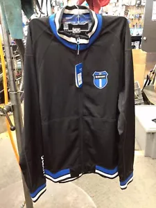 Giant Corporate Track Jacket XL Black with Blue and White Stripes 100% Polyester - Picture 1 of 9