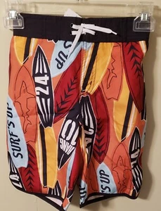 NWT Gymboree Boys Swim Trunks and Hat, Surf Print, Size 6 - Picture 1 of 4
