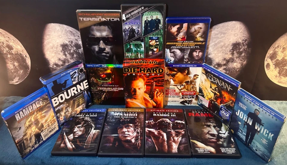 Blu Ray DVD Lot Action Terminator Die Hard Rambo Matrix Bourne Collection Sci-fi - Image 1 of 1