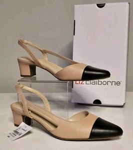 Liz Claiborne Lee Damenschuhe nude mit schwarzer Spitze Größe 6,5M - Bild 1 von 9