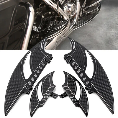 Black Front & Rear Floorboard Foot Peg Set For Harley Touring Street Road Glide - Image 1 of 4