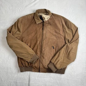 Faconnable Brown Genuine Leather Collar Full Zipper Bomber Jacket Mens Small - Picture 1 of 9