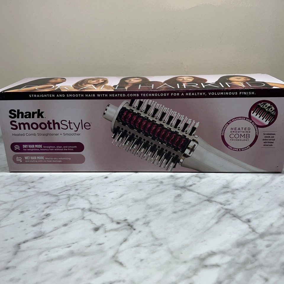 Shark HT202 SmoothStyle Heated Comb & Blow Dryer Brush Dual Mode for All Hair