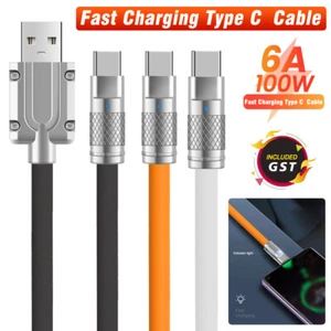 USB to Type C 6A Data Line Charger Cable Fast Charging Cable Lead Data Cord 100W - Picture 1 of 14