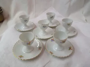 Vintage Germany Bavaria PM Porzellanfabrik Moschendorf 6 porcelain Egg Cups - Picture 1 of 7