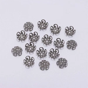 100pcs 8/10mm End Stopper Jewelry Making Hollow Flower DIY Finding Bead Caps - Picture 1 of 12