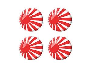 Japan Japanese Flag Rising Sun - Wheel Center Cap 3D Set of 4 Stickers - Picture 1 of 1