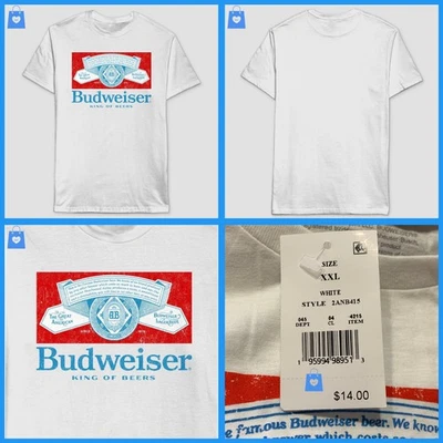 XXL - Camiseta gráfica de manga corta Budweiser para hombre - Blanca Foto 1 de 4