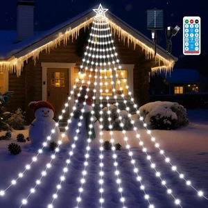 Luces solares de árbol decoraciones navideñas para exteriores, 18,37 pies 532 LED cascada Str... - Imagen 1 de 8