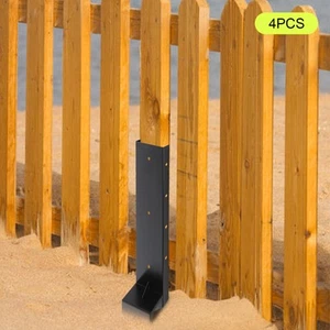4PCS Post Fence Repair Black AnchorDouble Support Fence Post Support Replacement - Picture 1 of 21