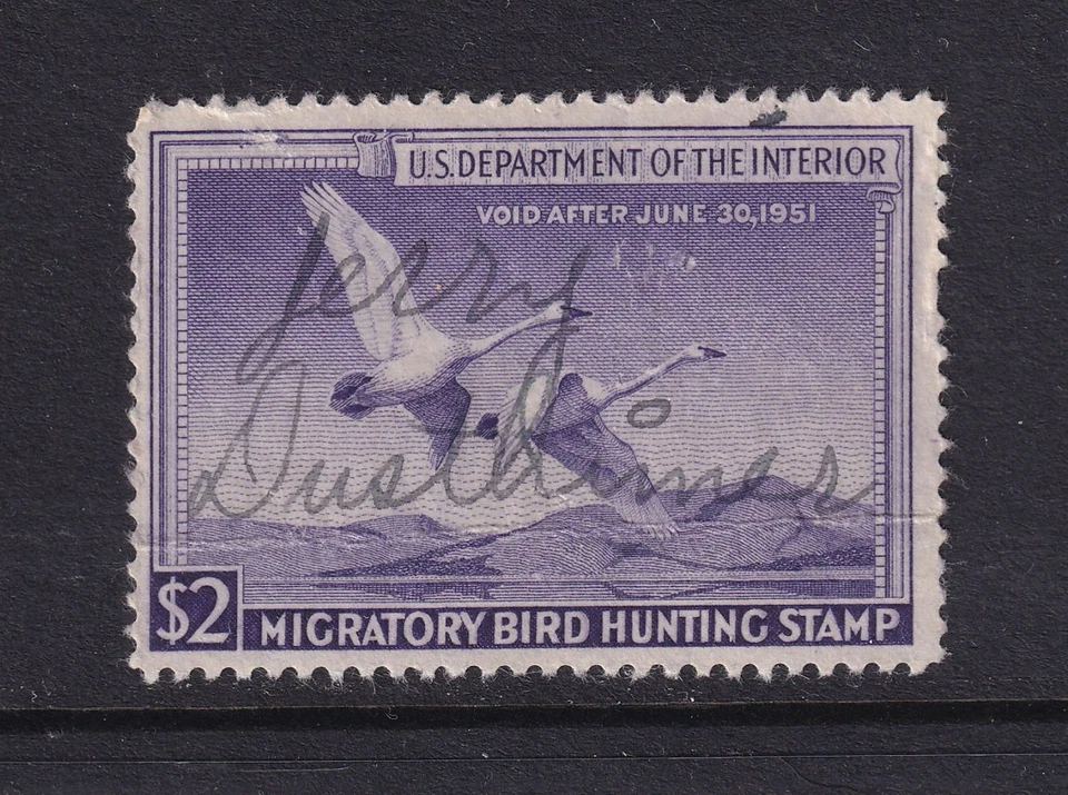 1950 Federal Duck Hunting Stamp Sc RW17 $2 used single Trumpeter Swan (GB - Image 1 of 1