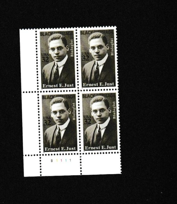 Unused US Postage 4 Block 32c Stamps Black Heritage Ernest E. Just - Image 1 of 1